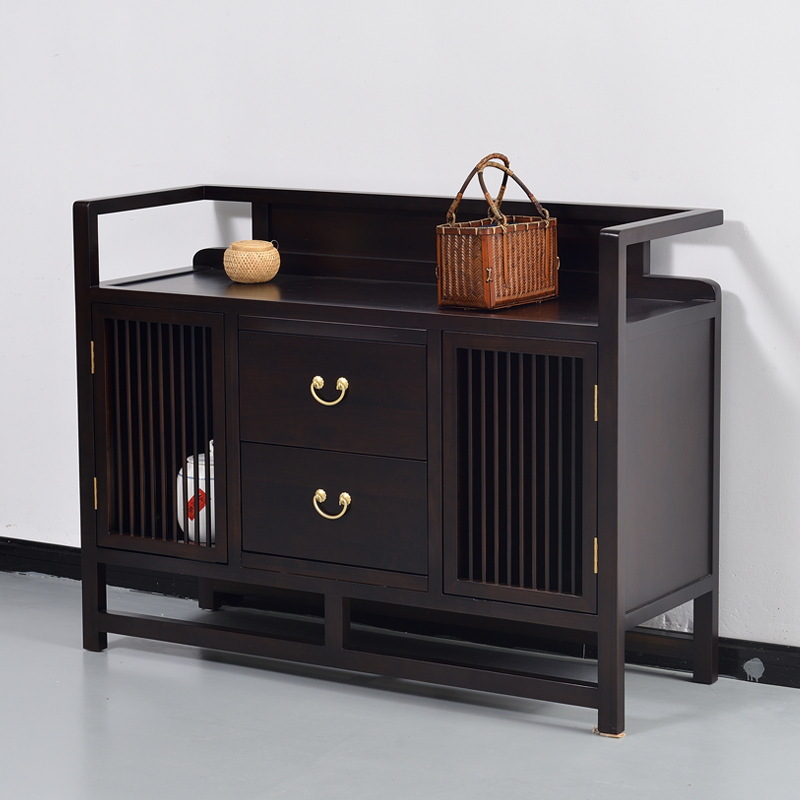 New Chinese Style Solid Wood Hotel Zen Sideboard Kitchen Storage Tea Cabinet Wall-Mounted Foyer Table