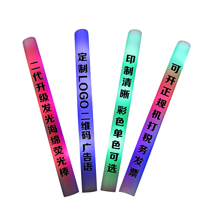 Colorful Sponge Glow Stick Wholesale Activity Luminous Stick Foam Glow Stick Concert Luminous Sponge Stick Formulation