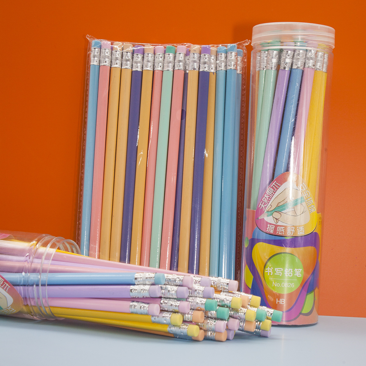 Candy Color Pencil Primary School Student Writing Pencil Small Leather Hb Pencil Macaron Log Pencil Jelly Pencil