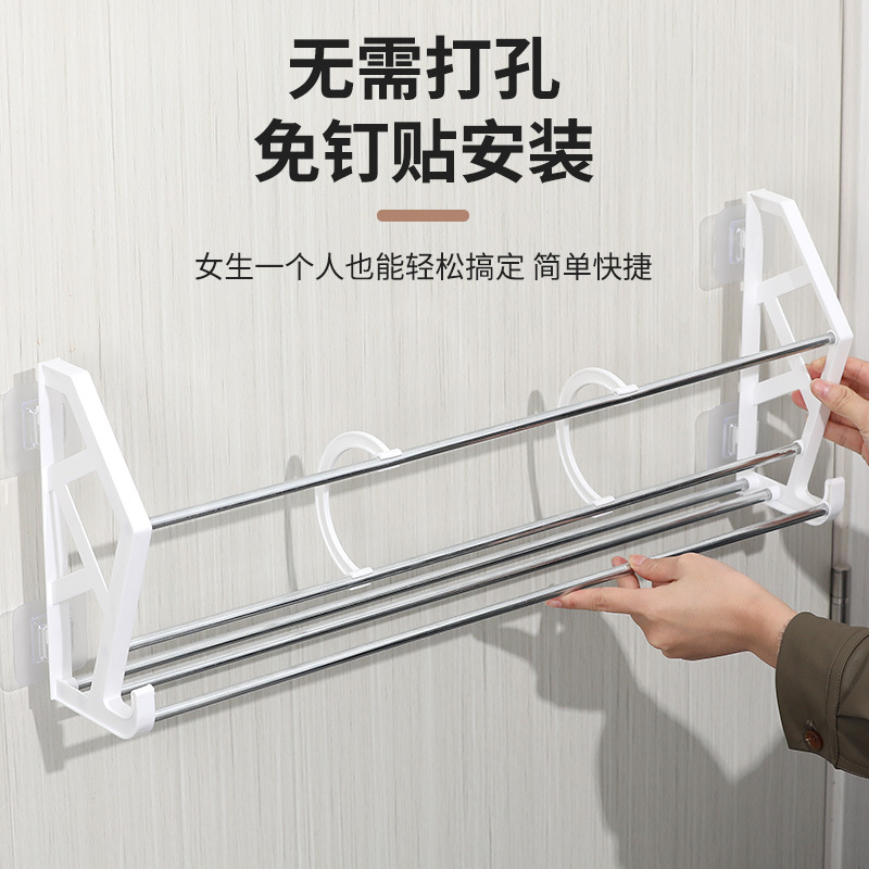 The Philippines's Best-Selling Punch-Free and Nail-Free Door Behind Simple Shoe Rack Assembly Shoe Rack Bathroom Slipper Rack Wall-Mounted Storage Rack
