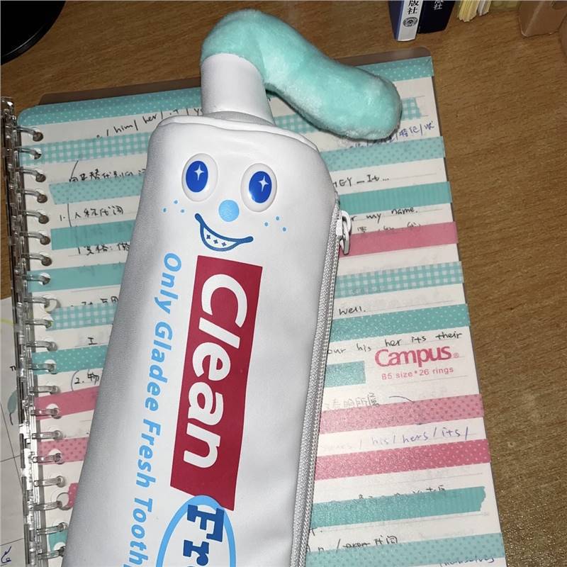 Japanese-Style Real Toothpaste Pencil Case Quirky Creative Student Desktop Organizer Multifunctional Display Supplies Stationery Storage Box