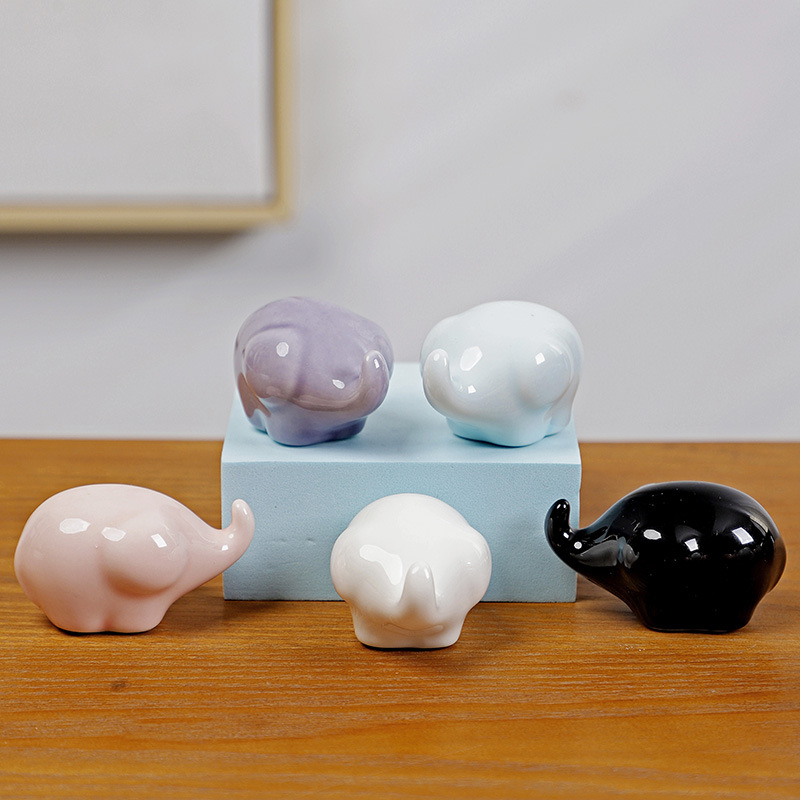 Милый керамический декор животные маленький слон для настольного декора