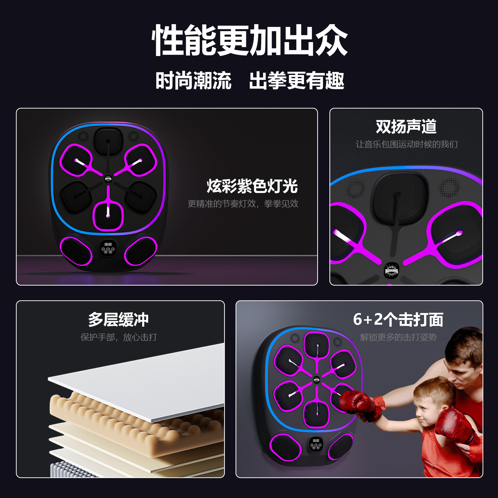 Gordon Smart Bluetooth Music Boxing Machine Home Boxing Trainer Adult Electronic Target Music Boxing Target Wall Target