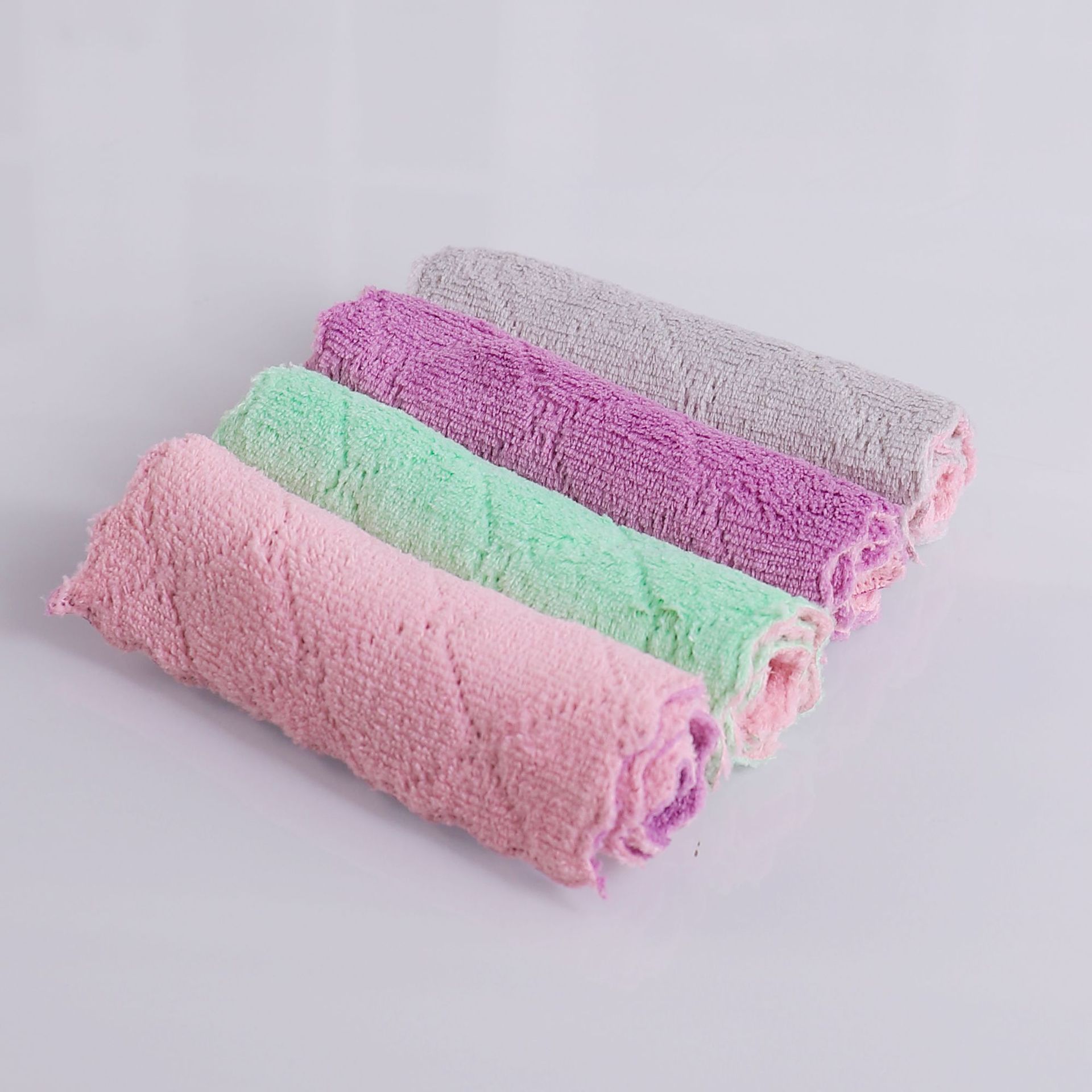 Kitchen double-sided rag scouring pad dish towel thickened enlarged coral fleece dish cloth absorbent non-oil wipe 