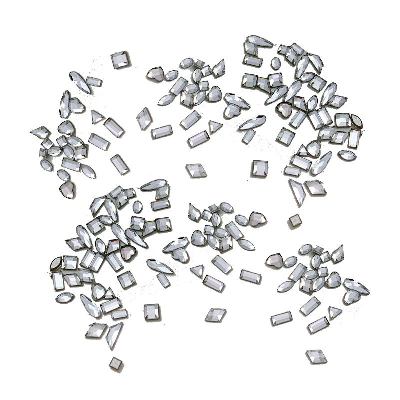 Huizi cut white k9 boutique inverted edge flash mini small size flat special-shaped mixed diamond nail jewelry wholesale