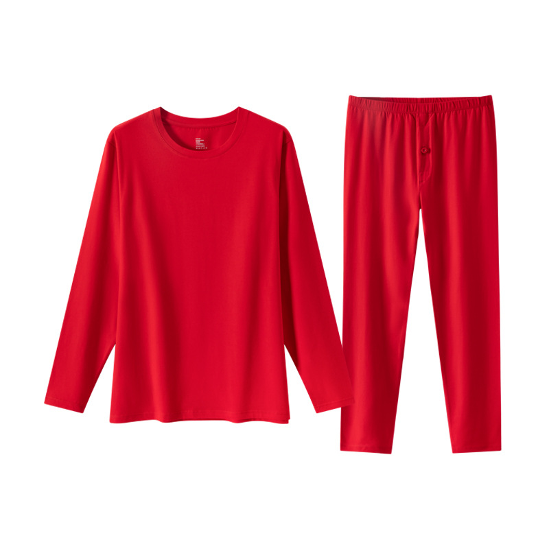 Benmingnian Thermal Underwear Big Red Fortune Gift Box Pure Cotton Couples Wedding Autumn Clothes and Pants Warm Gift Box suit