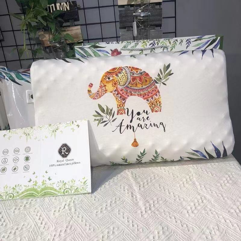 New Royal Thai Elephant Latex Pillow Natural Latex Neck Pillow Core Single Massage Gift Pillow Wholesale Dropshipping