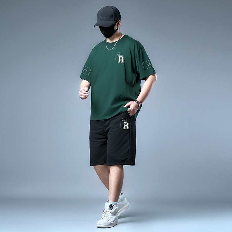 73788-Set Link-Small Triangular Frame P231-Black-701 Short t Black 705 Set Trendy Large Size Suit