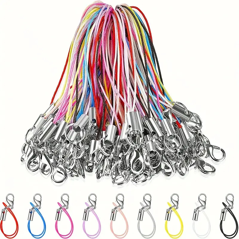 Color mobile phone chain lanyard handmade jewelry diy small lobster clasp hanging rope toy doll lanyard can be sent across the border