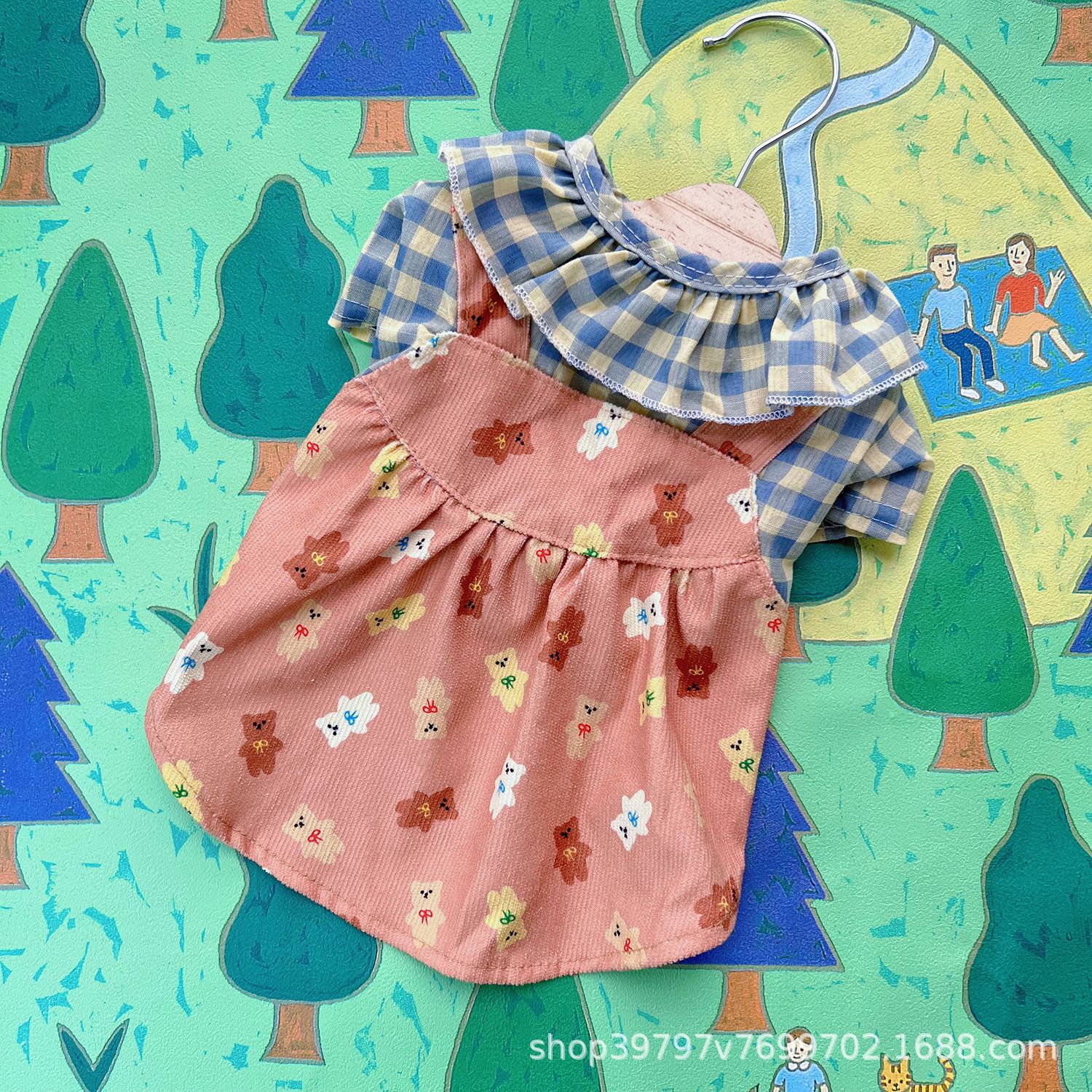 Spring and Summer Dog Cute Cartoon Small and Medium-sized Dog Strap Skirt Cat Two-legged Skirt Pet dress Dog Clothes