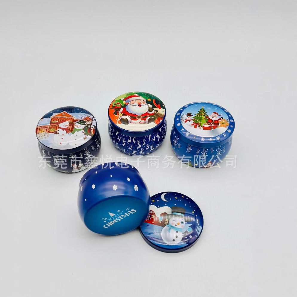 Christmas Tinplate Scented Candle Jar Bedroom Fragrance Room Indoor Long-Lasting Incense Niche Souvenir