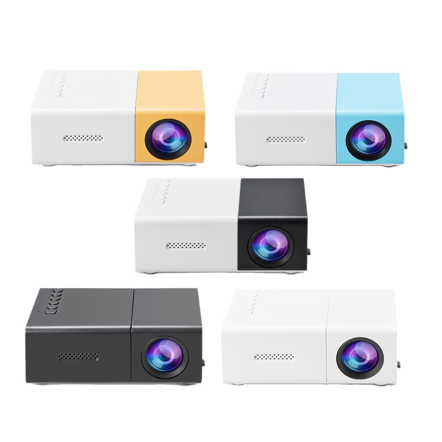 New Yg300 Wired Mobile Phone Connection with Same-Screen Projection, USB Cable Power Supply, Led Portable Micro Mini High-Definition Projector