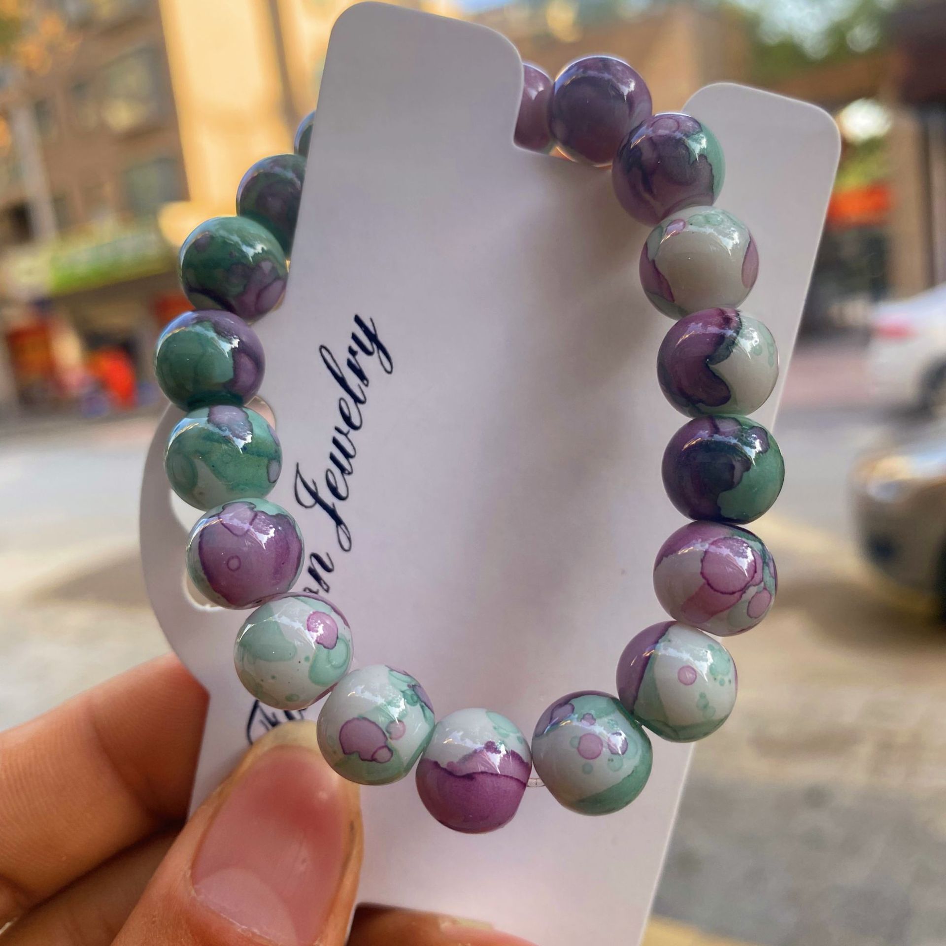 Xiaohongshu Blue and White Porcelain Color Matching Popular Jingdezhen Ceramic Bracelet Blue and White Porcelain Bracelet Blessing Gift Box Wholesale