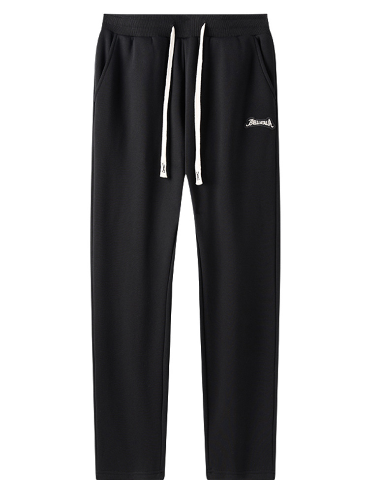 Knitted fleece-lined thickened men's elastic waist warm casual pants for autumn and winter youth sports long pants men's th233688