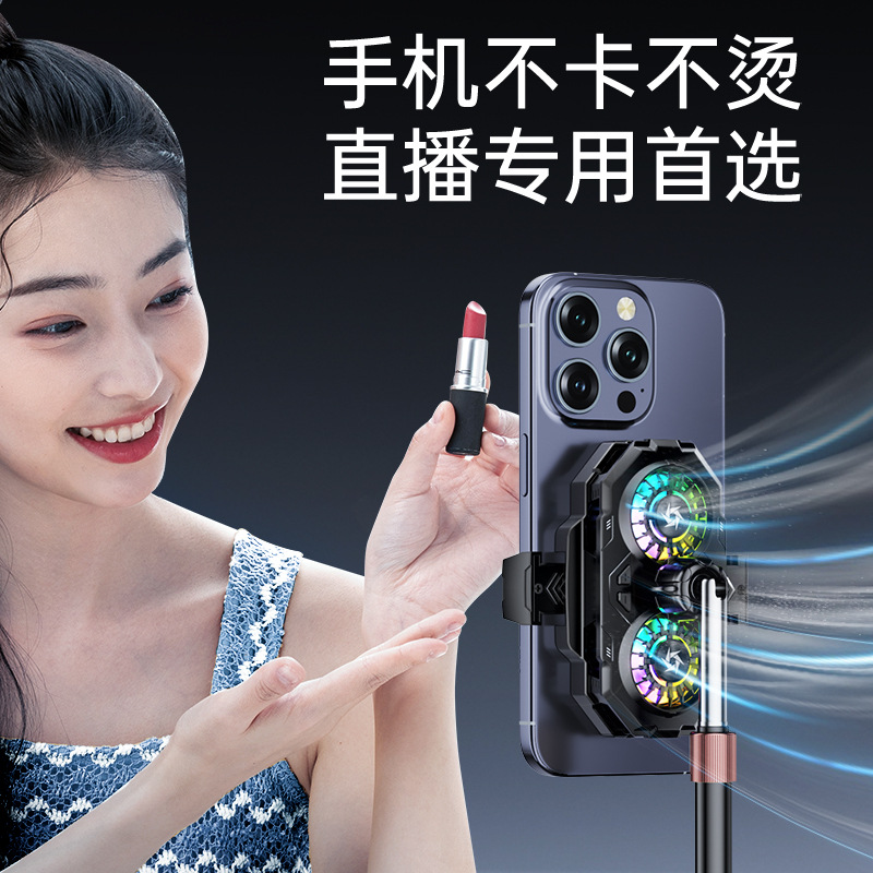 Sl55 Digital Display Three-Speed Adjustable Dual-Core Cooling Mobile Phone Semiconductor Live Broadcast Radiator Suitable for Apple for Rapid Heat Dissipation