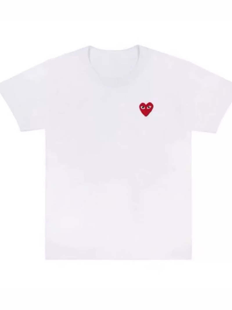 Pure Cotton Half-sleeved Shoulder Short-sleeved T-shirt Men's and Women's Round Neck Summer Embroidery Love Fashion Brand