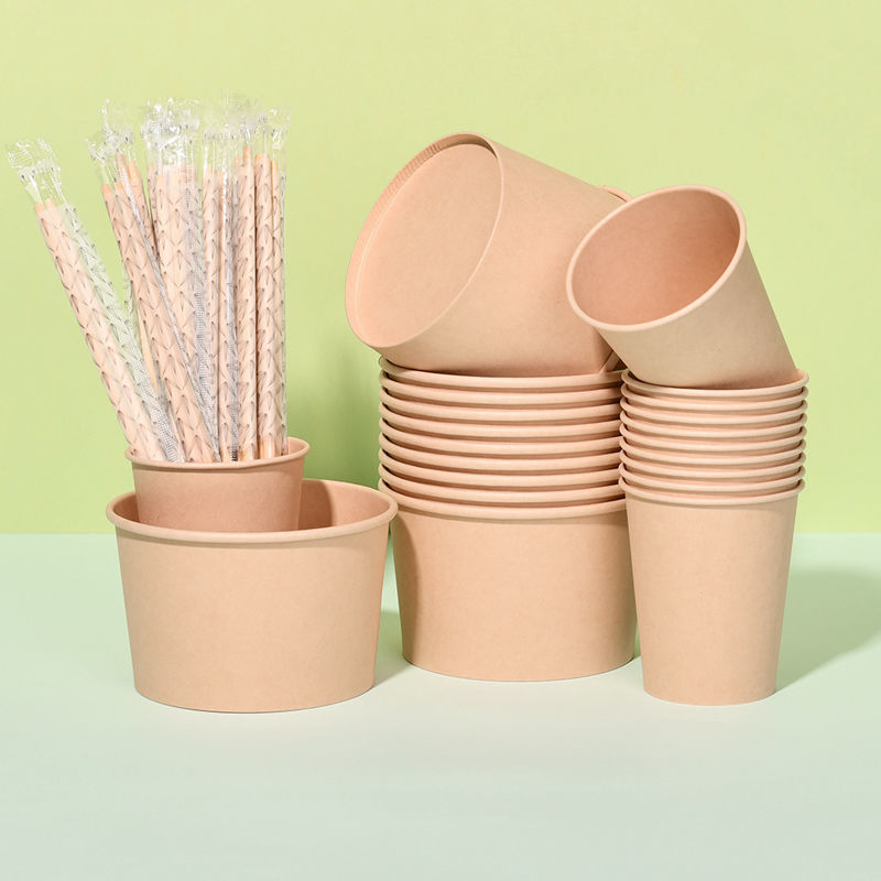 Disposable Three-Piece Tableware Set, Individually Packaged, Household Outdoor Picnic, Camping Paper Bowls, Paper Cups and Chopsticks