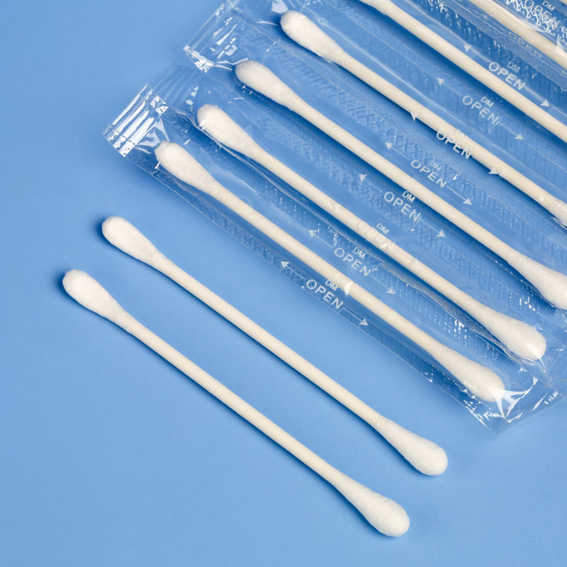 Disposable double-headed single individually packaged cotton swab stick makeup remover travel paper shaft sanitary cotton swab wholesale quantity