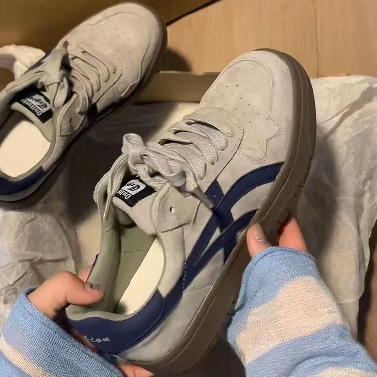 Серые синие тренировочные ботинки Maillard нишевые женские 2024 осень новые толстосолые кожаные ретро спортивные кэжуальные ботинки