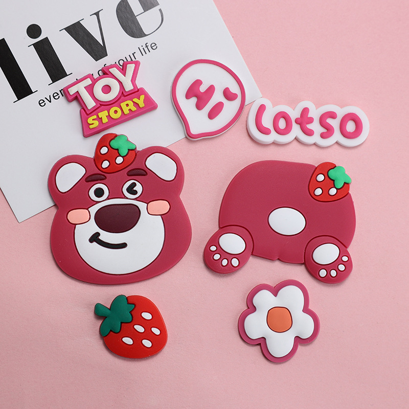 Cartoon strawberry bear DIY soft glue accessories cream glue mobile phone shell hole shoes water Cup hairpin jewelry accessories material