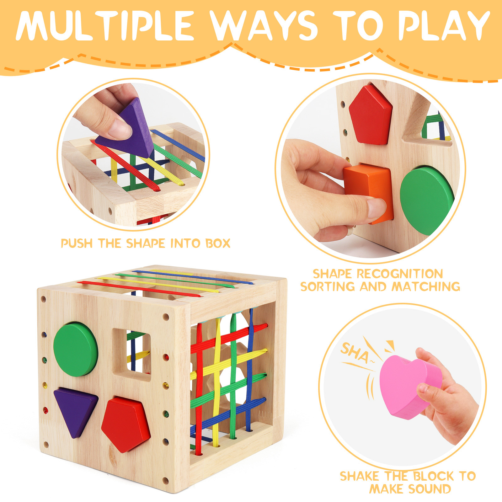 Children's wooden toys early education porous shape cognitive voice plug-Le shape matching Box Intelligence-benefiting 0-3 years old