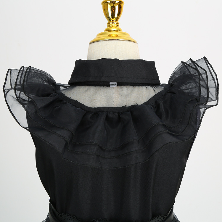 Adams cos costume dance dress Halloween Wednesday Adams black dress cosplay costume