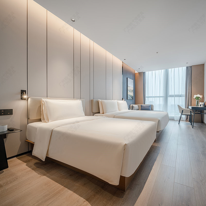 Atour Hotel Full Set of Furniture Guest Room Bedside Table Luggage Table and Chair Standard Bed Shelf Matching Double-Board Bed