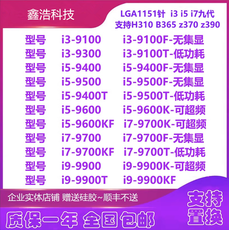 Процессоры i3 9100F i5 9400T 9500 9600K 9600kf i7 9700KF i9-9900 дискретные