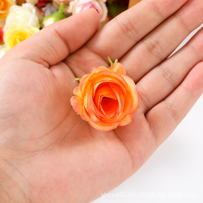 Cross-Border Small Rose Flower Head DIY Material Flower Bud Fake Flower Material Wedding Arrangement Artificial Flower Decoration Props