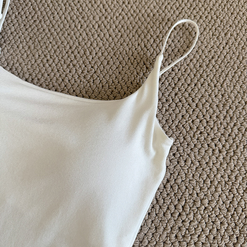 Upgraded Clothes Hanger with Simple Style Solid Color Camisole Latex Chest Pad Korean Style Ins Base Outer Wear Top for Women