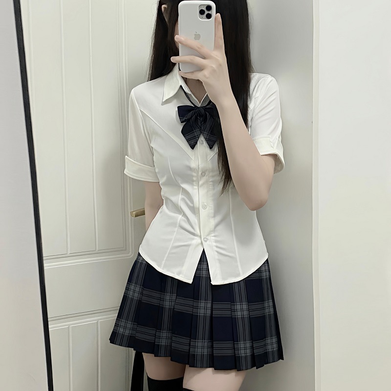 Original Genuine Spring and Autumn School Supply Sense jk Uniform Paid Skirt Skirt Women's College Style Embroidered Shirt with Tight Waist