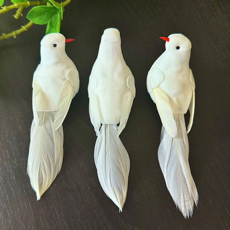 Christmas White Pigeon Simulation Feather Bird Props Gardening Decoration Fake Bird Crafts Cross-border Crafts Ornaments