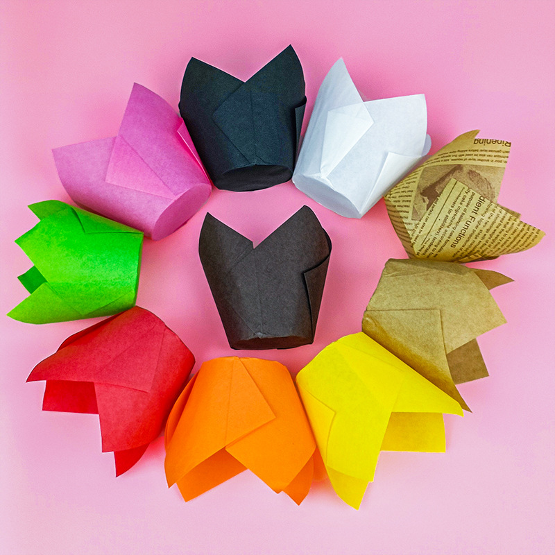 Manufacturers can customize multi-color tulip cake paper cups high temperature resistant oil-proof bread paper holder fire goblet oil-proof baking