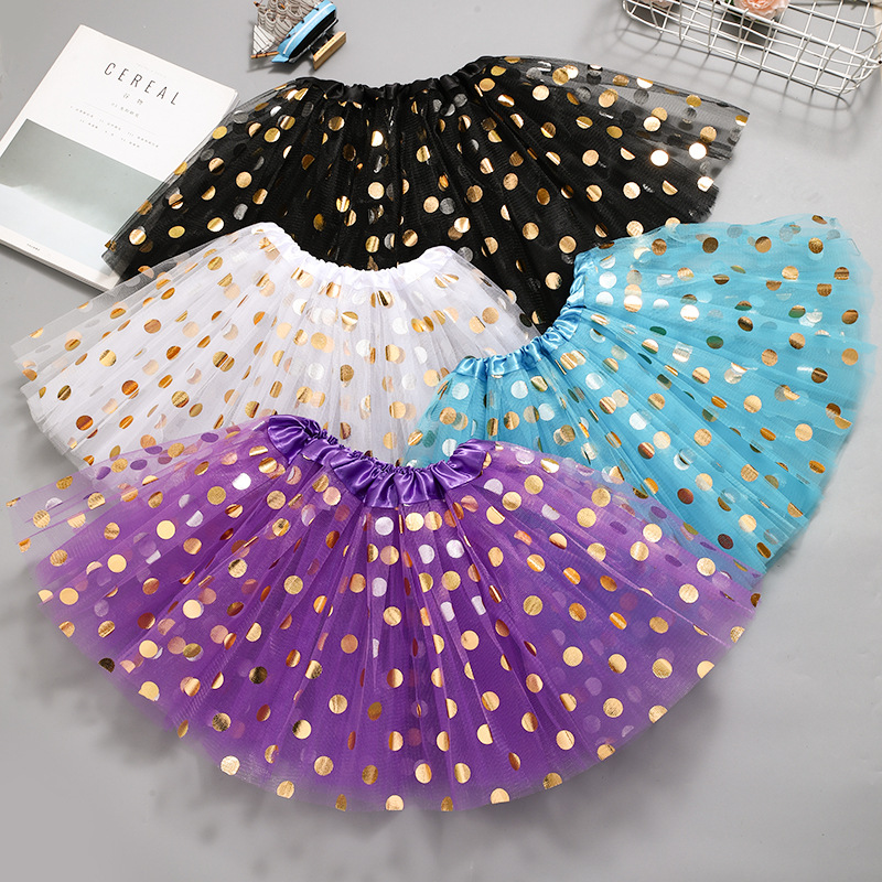 Детская юбка с пышной юбкой в горошек с пайетками от европейских и американских производителей