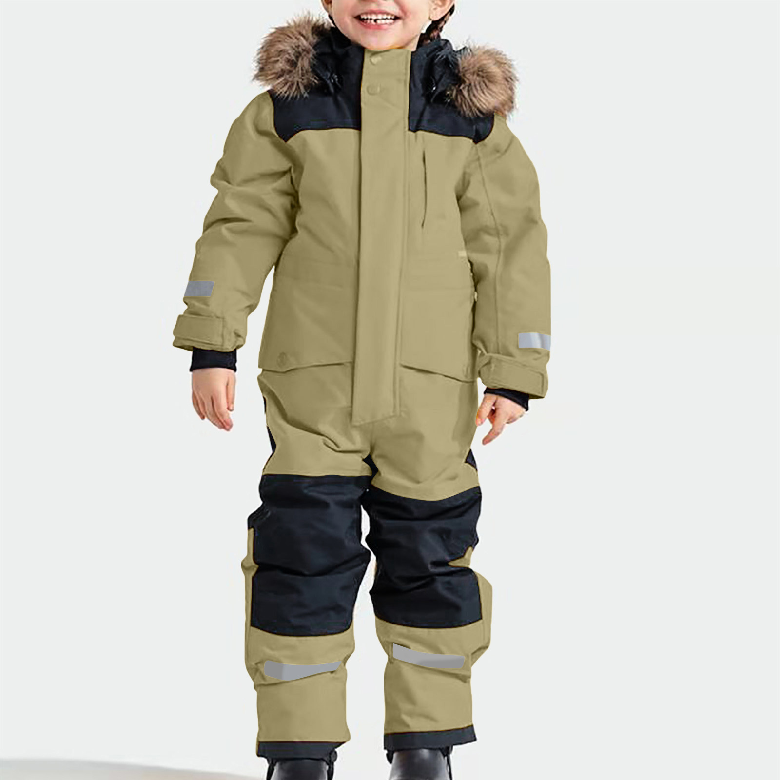 New product in stock factory direct foreign trade cross-border outdoor one-body ski clothing waterproof fleece-lined thick warm boys and girls