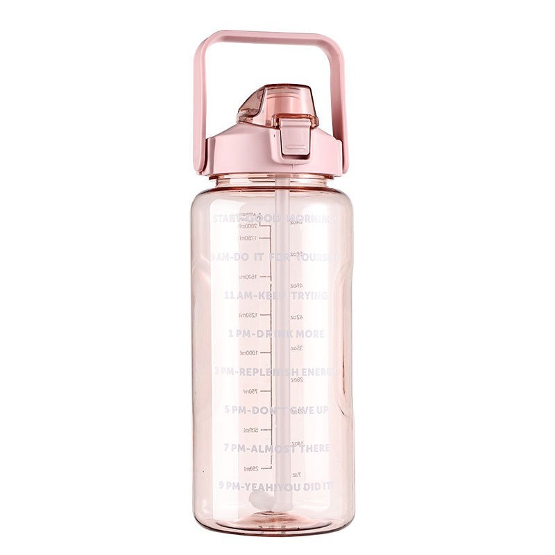 Super Capacity Water Cup Women's Summer 2000ml Sports Cup with Straw Scale High Color Value Outdoor Portable Kettle