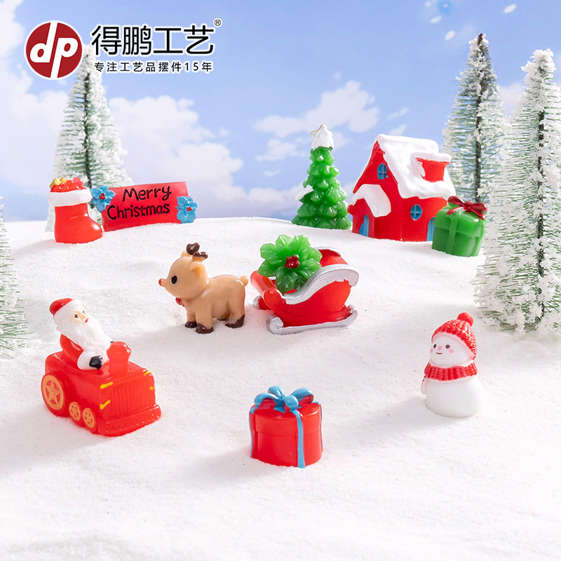 New Christmas Old Man Snowman Decorations Accessories Micro Landscape Christmas Gift Snowmobile Elk Resin Small Ornaments