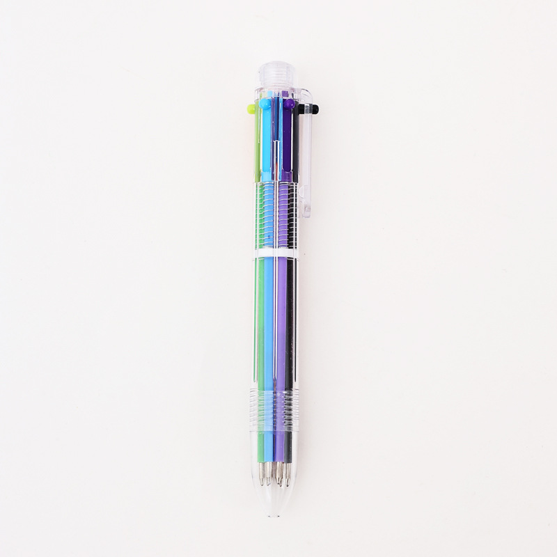 T Japanese and Korean Creative Cute Cartoon Multi-Colorful Ballpoint Pen Multi-Function Press Colorful Personalized Oil Pen Stationery 6-Colorful Pen