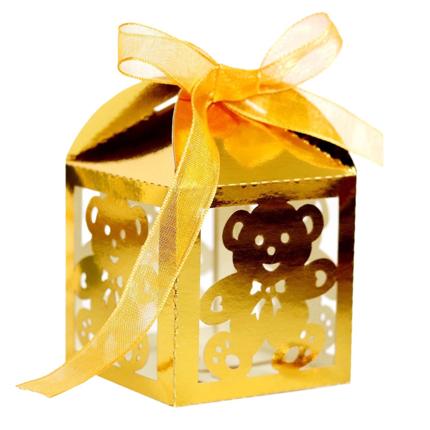 European laser hollow baby Children's Day candy box birthday party candy box blue bear packaging box wholesale