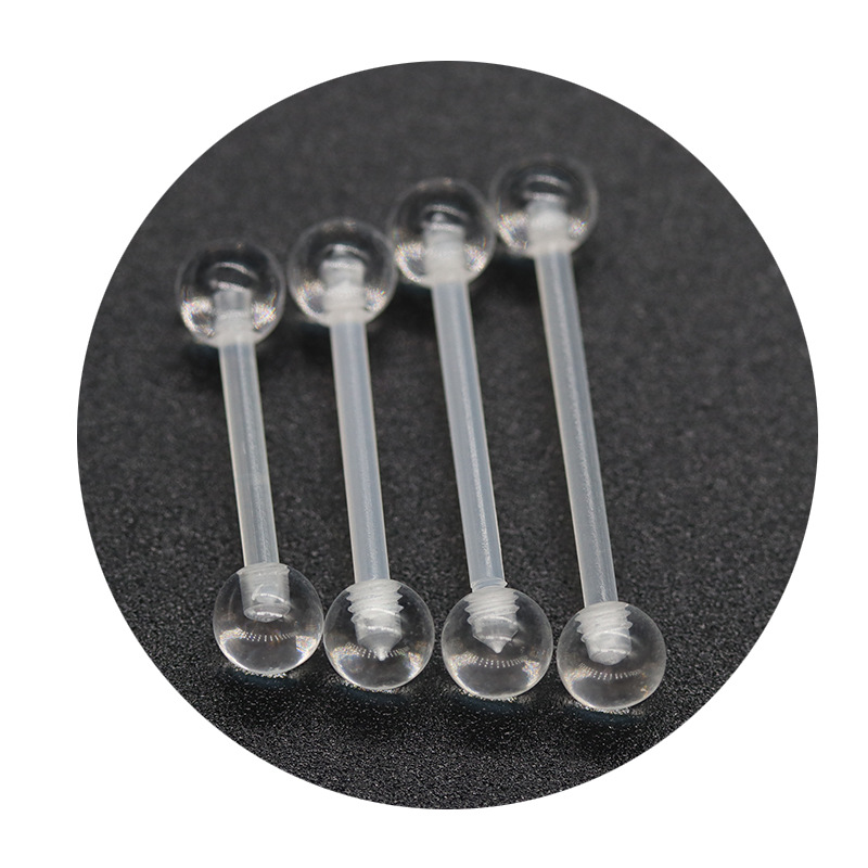 Transparent tongue nail UV soft Rod ear bone nail human body piercing tongue nail transparent tongue nail European and American acrylic tongue nail wholesale
