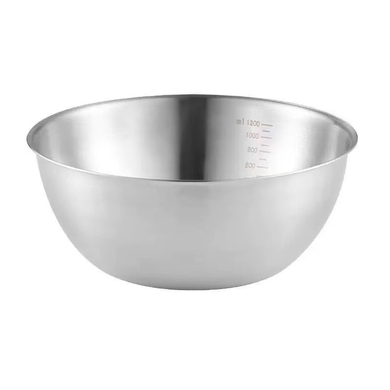 201 Food-Grade Stainless Steel Basin for Washing Vegetables and Noodles, Beating Eggs, Home Kitchen Cold Salad Cooking Basin, Straight-Sided Basin Bowl