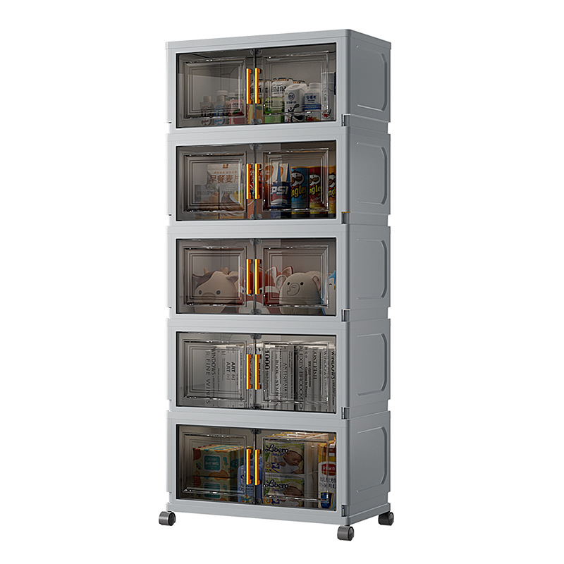 Double-Door Installation-Free Storage Box Folding Toy Snack Sundry Storage Cabinet Baby Wardrobe Extra Large Storage Cabinet