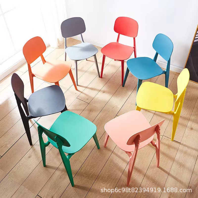 Nordic Plastic Chair Backrest Household Modern Simple Casual Milk Tea Hamburger Shop Stool Dining Chair Negotiation Desk Chair