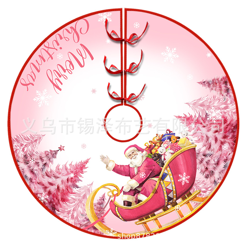 New Cross-Border Christmas Tree Skirt Tree Apron Creative Exquisite Print Christmas Decorations Wholesale