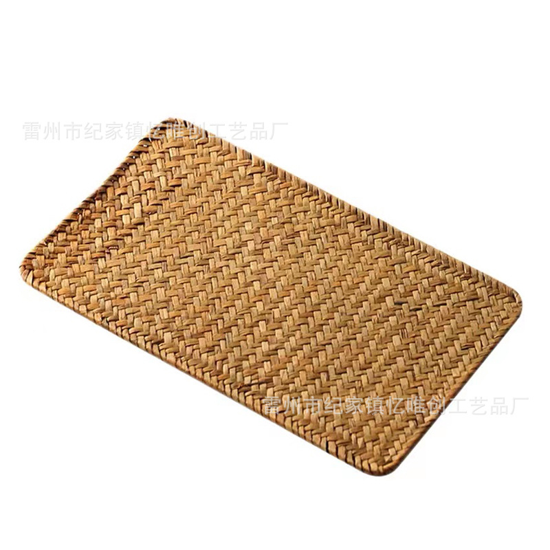 Seaweed Hand-woven Anti-scalding Placemat Vintage Coffee Table Mat Chinese Simple Straw Woven Bowl and Dish Tea Cup Mat Heat Insulation Mat