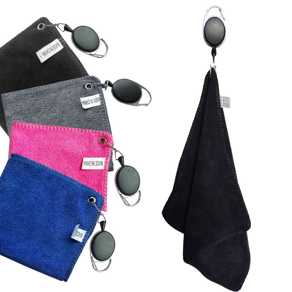 Microfiber Golf Towel, Sports Golf Supplies, Quick-Drying Club Cloth, Retractable Hook, Outdoor Golf Towel