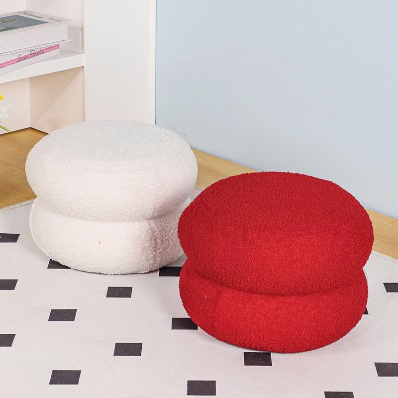 Living Room Stool Lamb Fleece Household Bench Round Stool Internet-famous Children's Sofa Low Stool Creative Door-to-door Changing Shoes