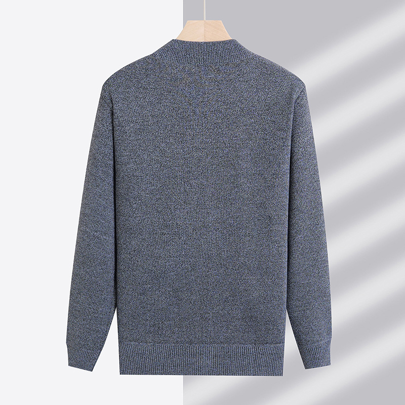 A generation of men's casual fleece-lined warm autumn and winter cardigan collar coat dad winter jacquard sweater