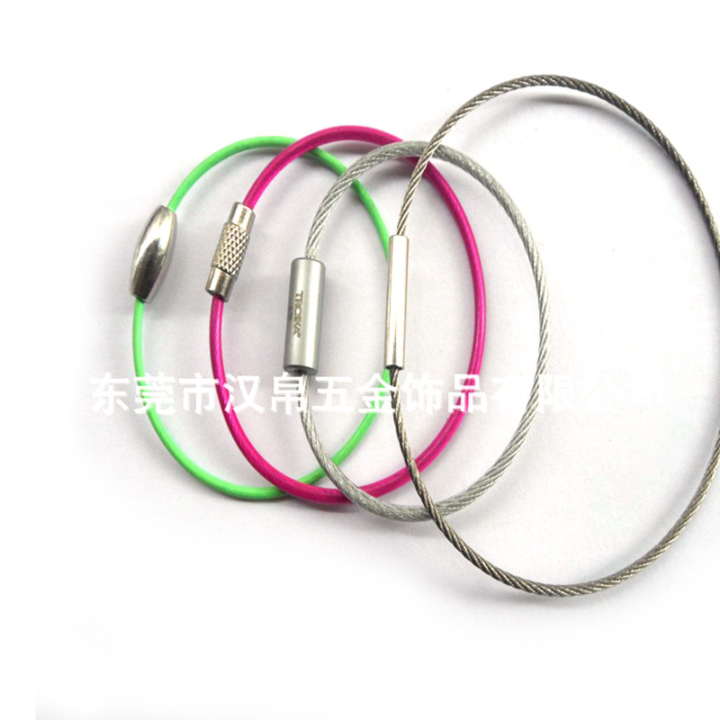 Manufacturer Supplies Stainless Steel Wire Rope Rings, Rubber-Coated Wire Rings, Luggage Tags, Key Rings, Spot Wholesale