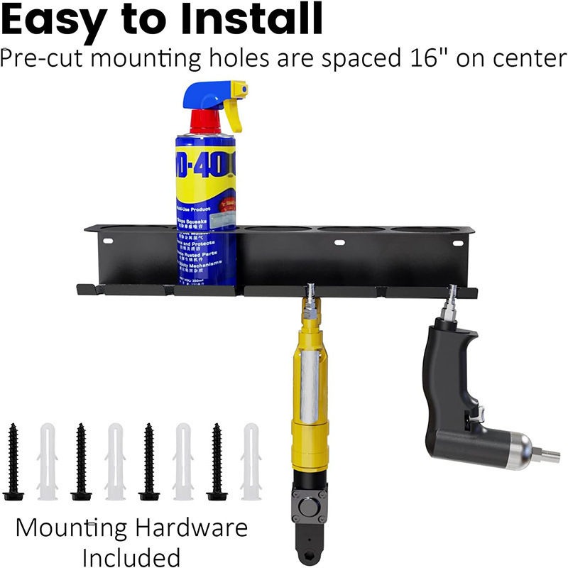 Wall-Mounted Paint Can Storage Rack Black 1-Piece Five-Hole Storage Rack Portable Iron Storage Rack